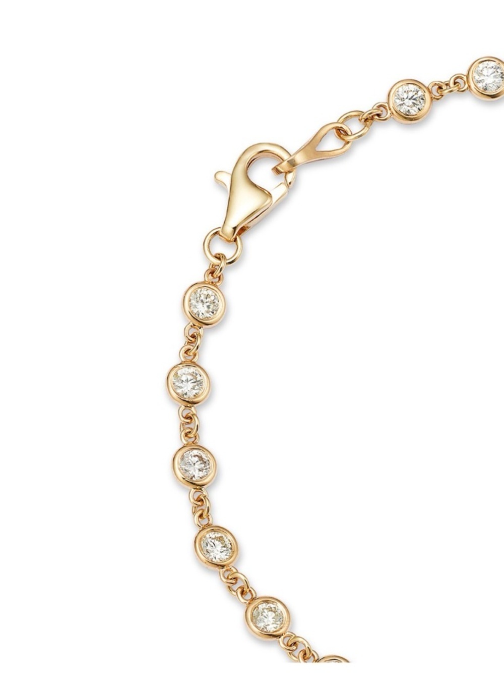14K YELLOW GOLD 1.60 TCW DIAMOND STATION TENNIS BRACELET- LIKE NEW - Picture 2 of 7